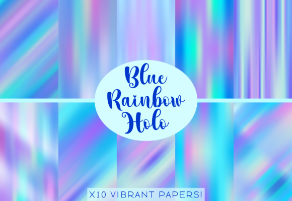 Download Bright Blue Rainbow Holographic Papers - Premium Bundle