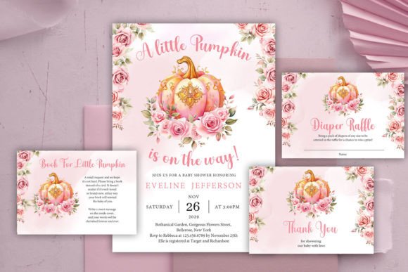 Download Pink and Gold Pumpkin Baby Shower Invite - Baby shower invite Collection