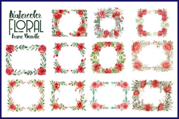 Download Watercolor Floral Frame Bundle - Premium Resources