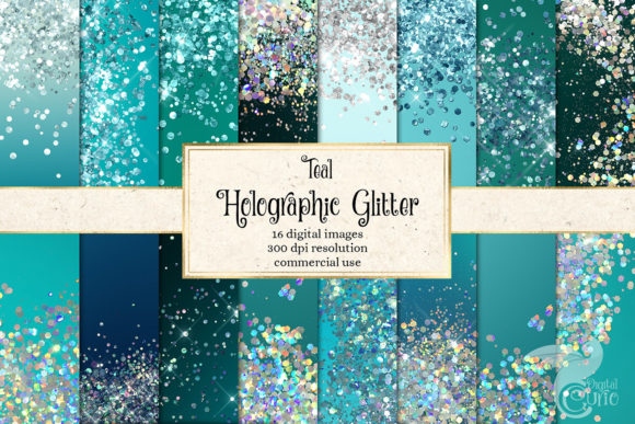 Download Teal Holographic Glitter Digital Paper - Premium Resources